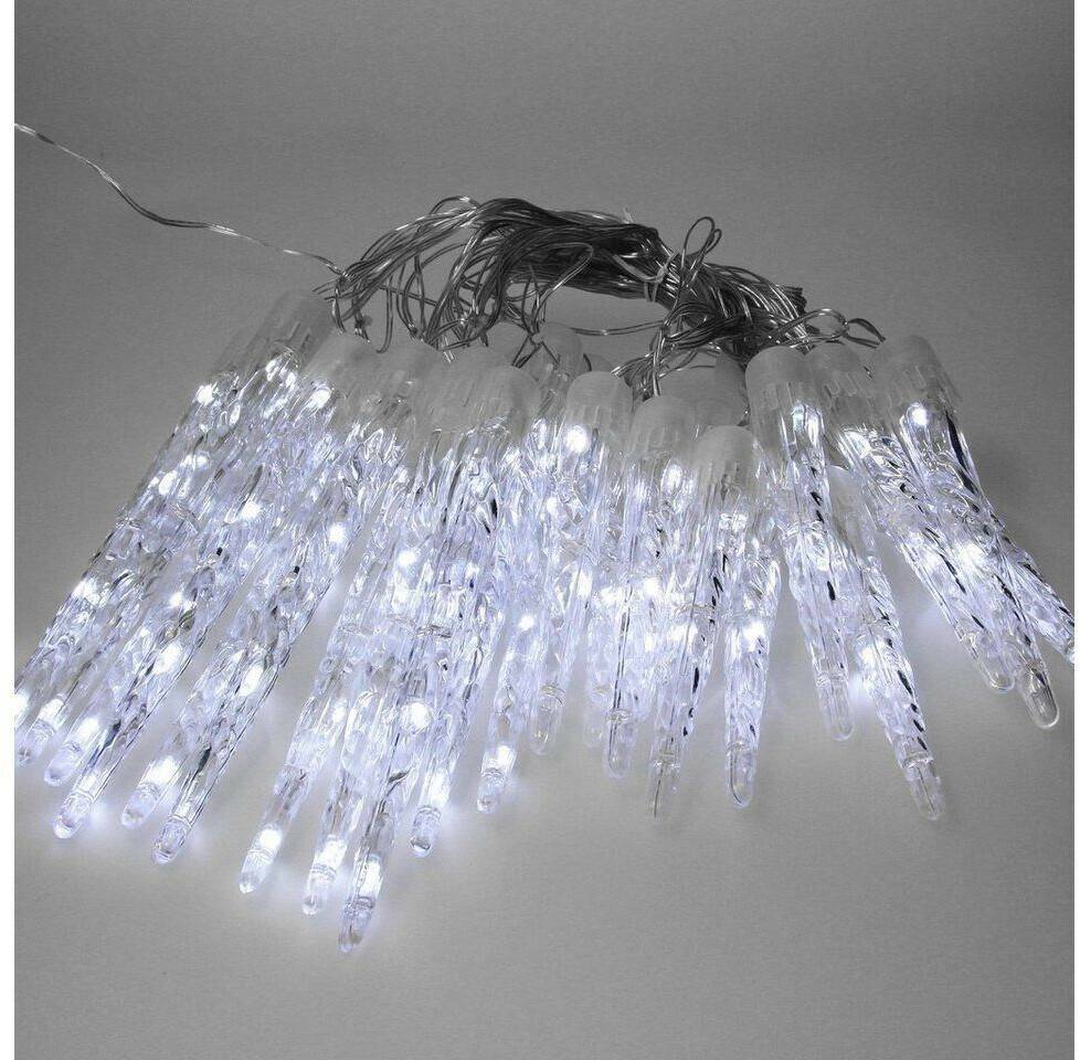 ECD Germany LED icicle fairy lights cold white, 72 cones, curtain 6.9m + 5m supply cable, 8 lighting modes + timer, waterproof IP44 indoor/outdoor, icicle chain icicle Christmas decoration - Ecd Germany