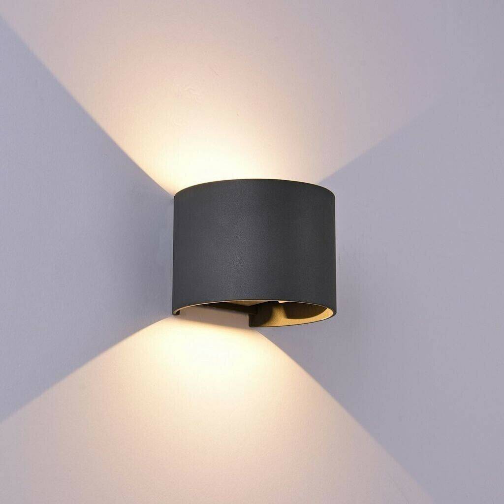 Mantra Round LED outdoor wall lamp Davos, dark grey