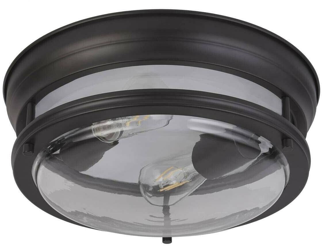 Searchlight Glasgow ceiling light with glass shade, IP44 black